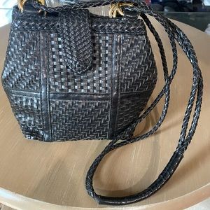 Basket weave leather crossbody